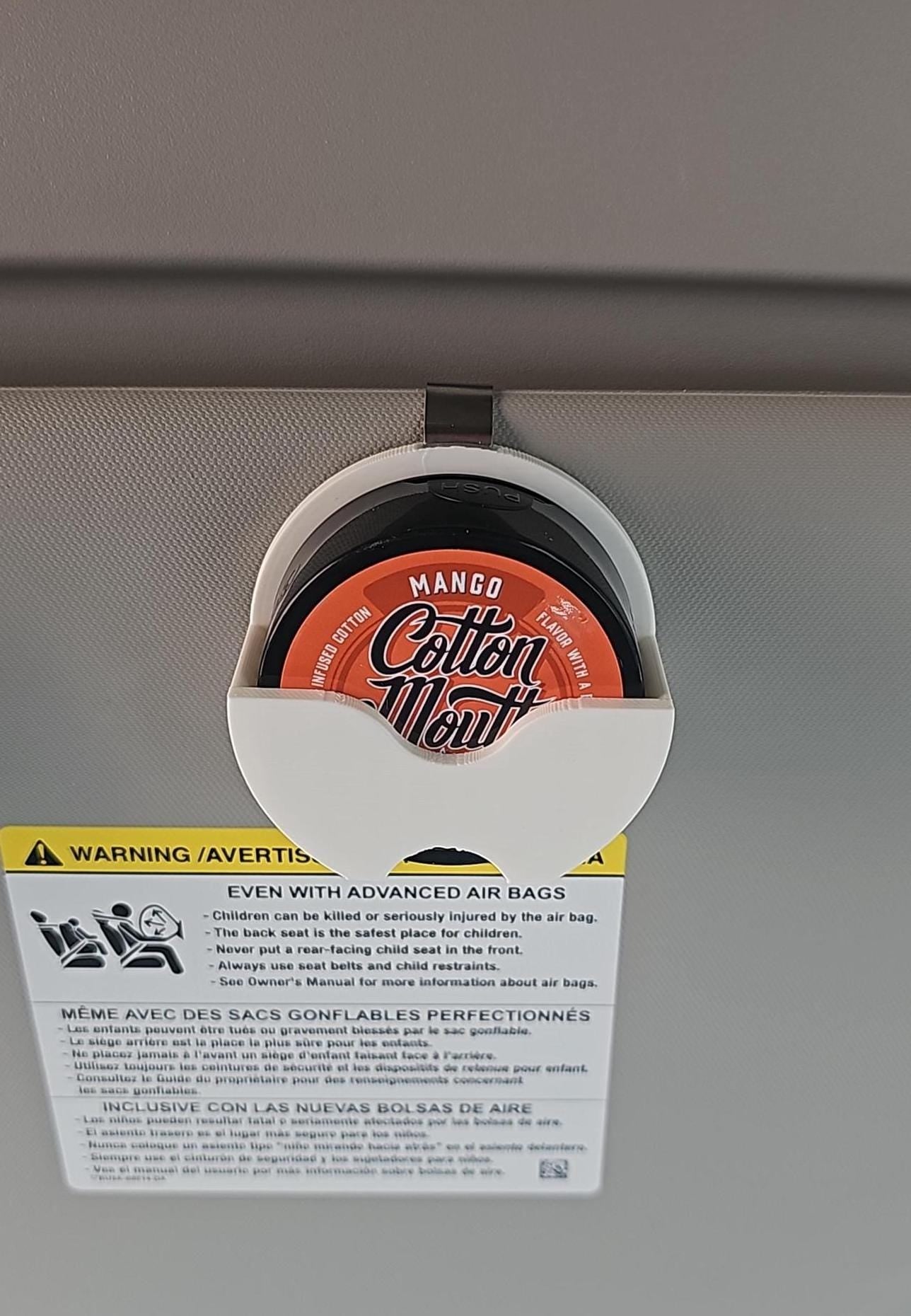 Cotton Mouth Can Visor Clip | 3D-Printed | Holder for Car Container Organizer