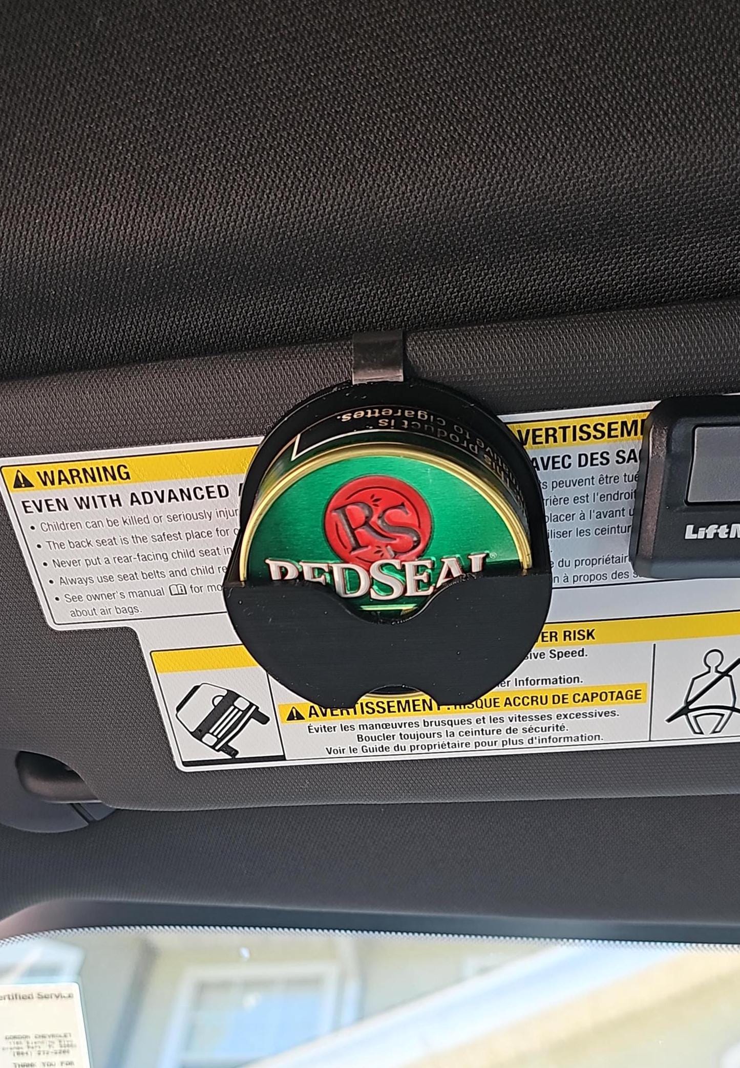 Red Seal Can Visor Clip | 3D-Printed | Unique Car Accessory for Storage & Organization