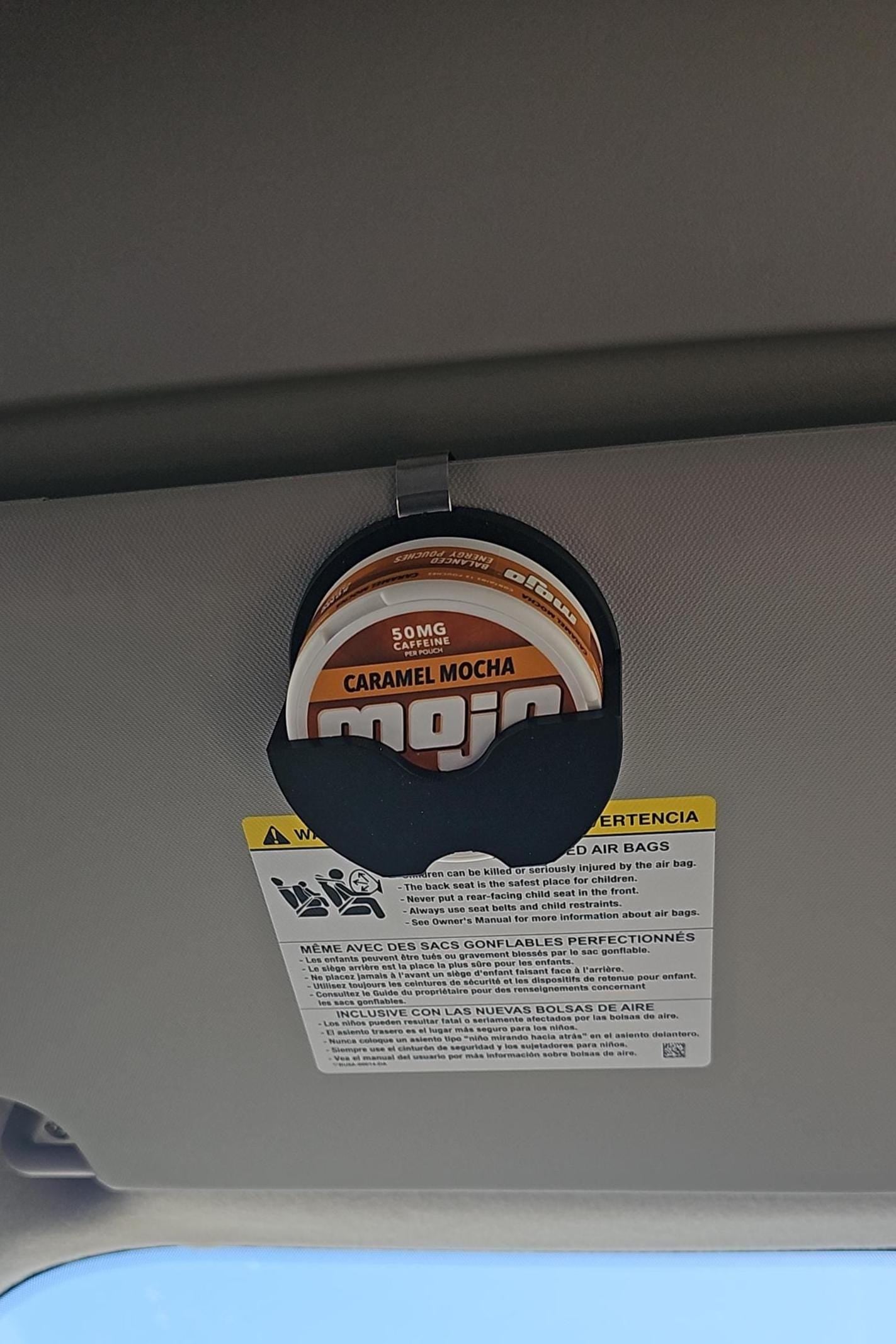 MOJO Caffeine Visor Clip |  3D-Printed | Coffee Pouch Accessory Unique Functional Car Gift