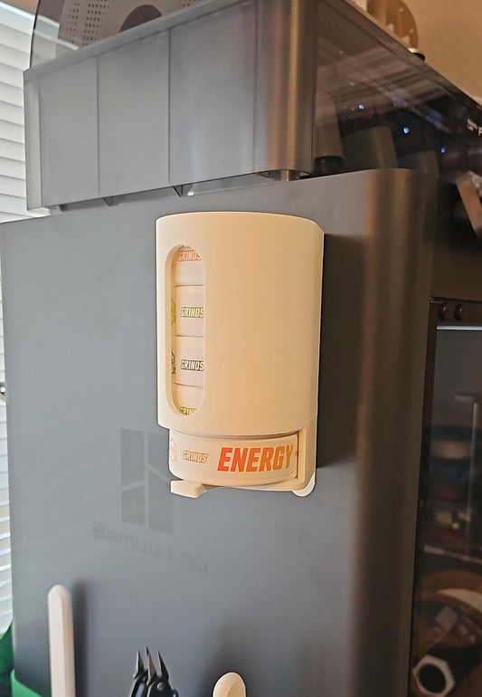 GR1NDS Energy Can Tower Holder | 3D Printed | Wall Mounted Dispenser for Easy Access & Organization for you Caffeine Boost