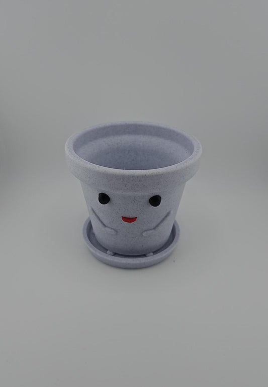 Adorable 3D-Printed Planter Pot with Drainage Tray - Modern Indoor Garden Decor
