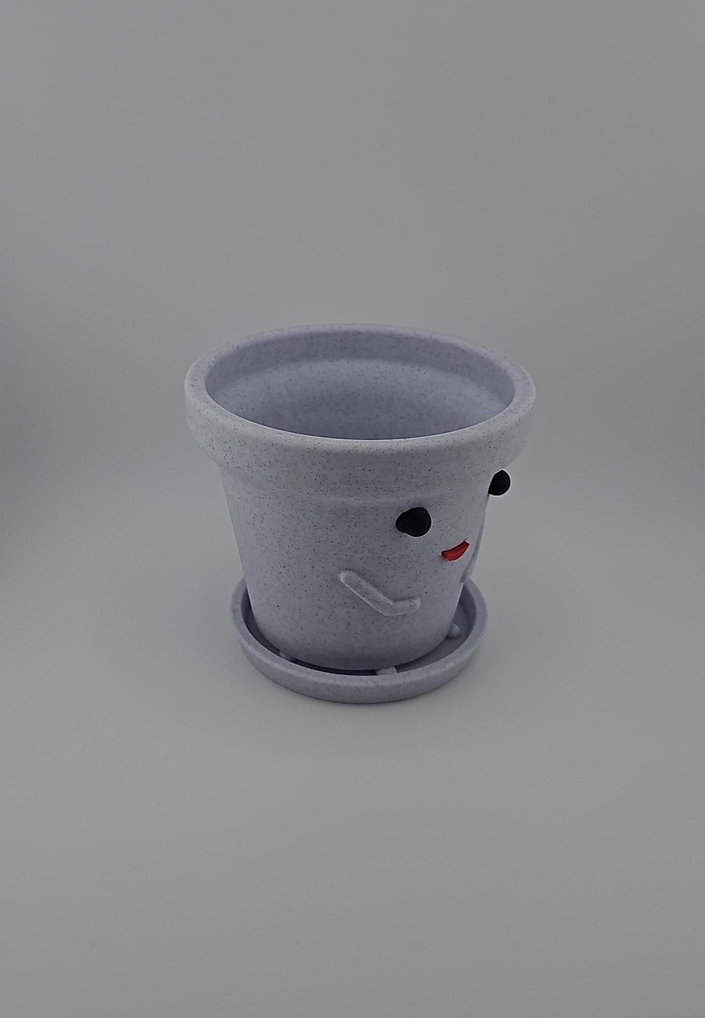 Adorable 3D-Printed Planter Pot with Drainage Tray - Modern Indoor Garden Decor