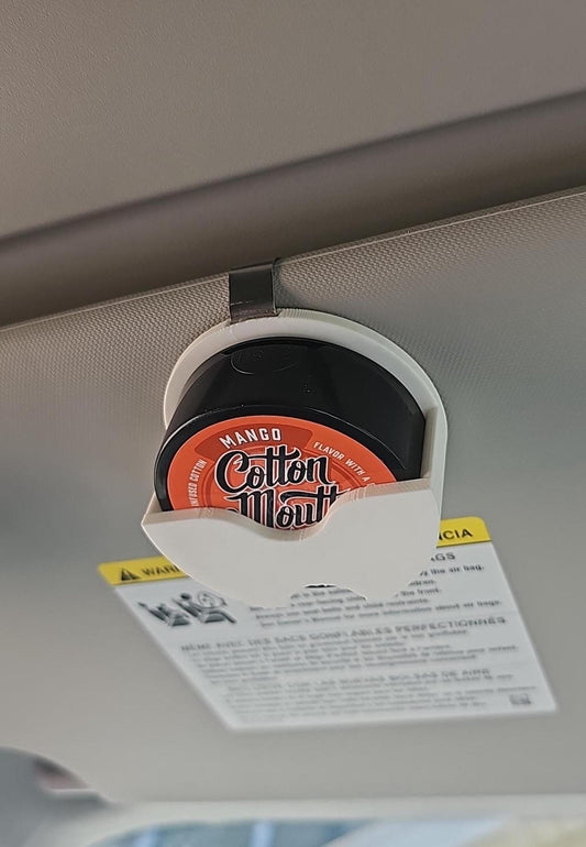 Cotton Mouth Can Visor Clip | 3D-Printed | Holder for Car Container Organizer