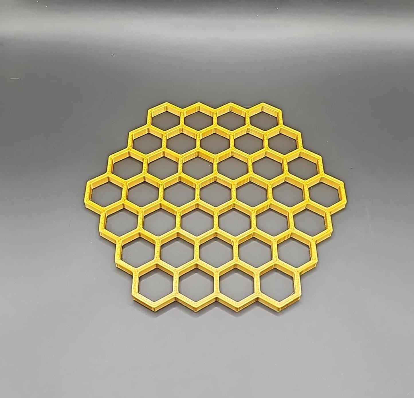 Honeycomb Coaster Set: 6 Coasters with Holder Stand, Unique Home Decor Gift for Mead Lovers 3D-Printed