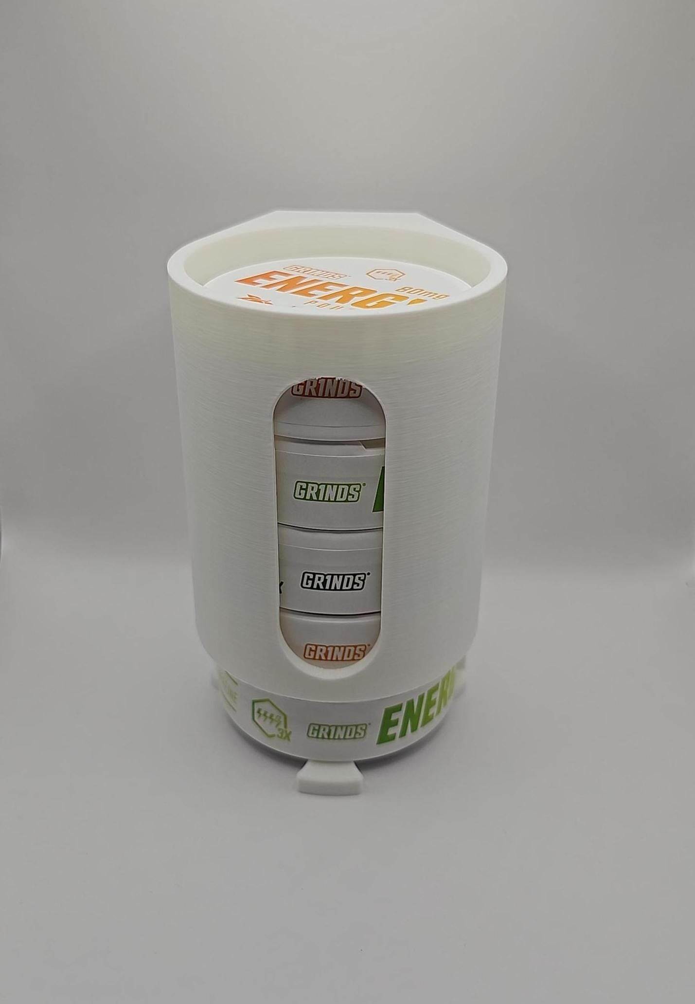 GR1NDS Energy Can Tower Holder | 3D Printed | Wall Mounted Dispenser for Easy Access & Organization for you Caffeine Boost