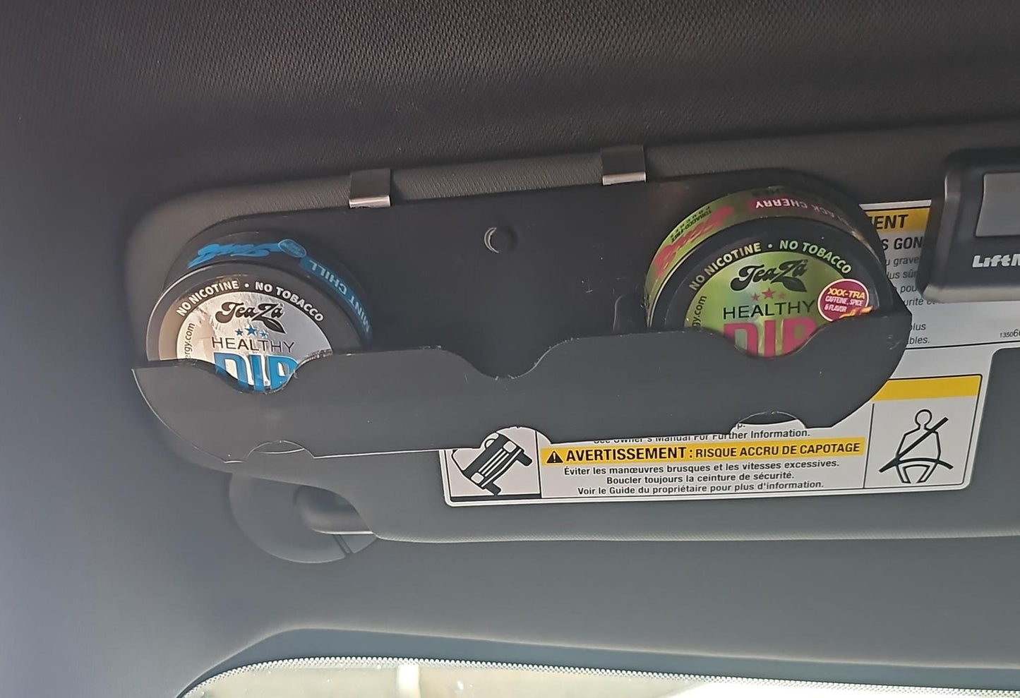 Teaza Energy Dip Can Visor Clip | 3D-Printed | Organizer for Vehicle Travel - Great Gift for your Healthiest of Friends