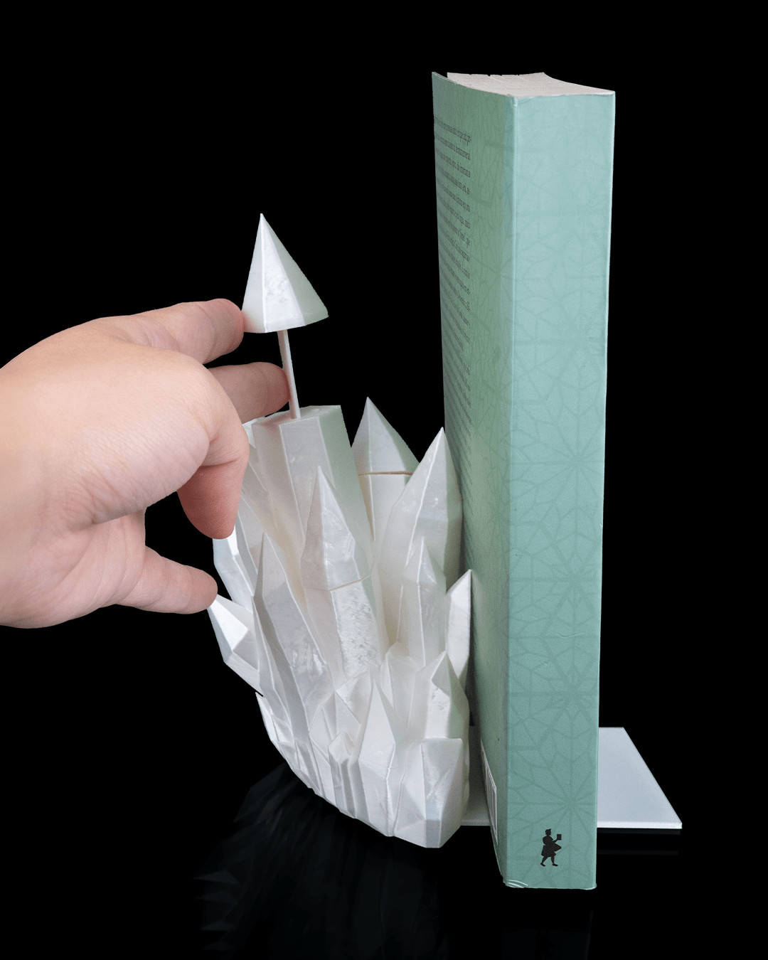 Fantasy Lore Crystal Bookend & Bookmark Set – Handcrafted 3D Printed Decorative Book Support, Unique Gift for Bookworms & Fantasy Fans