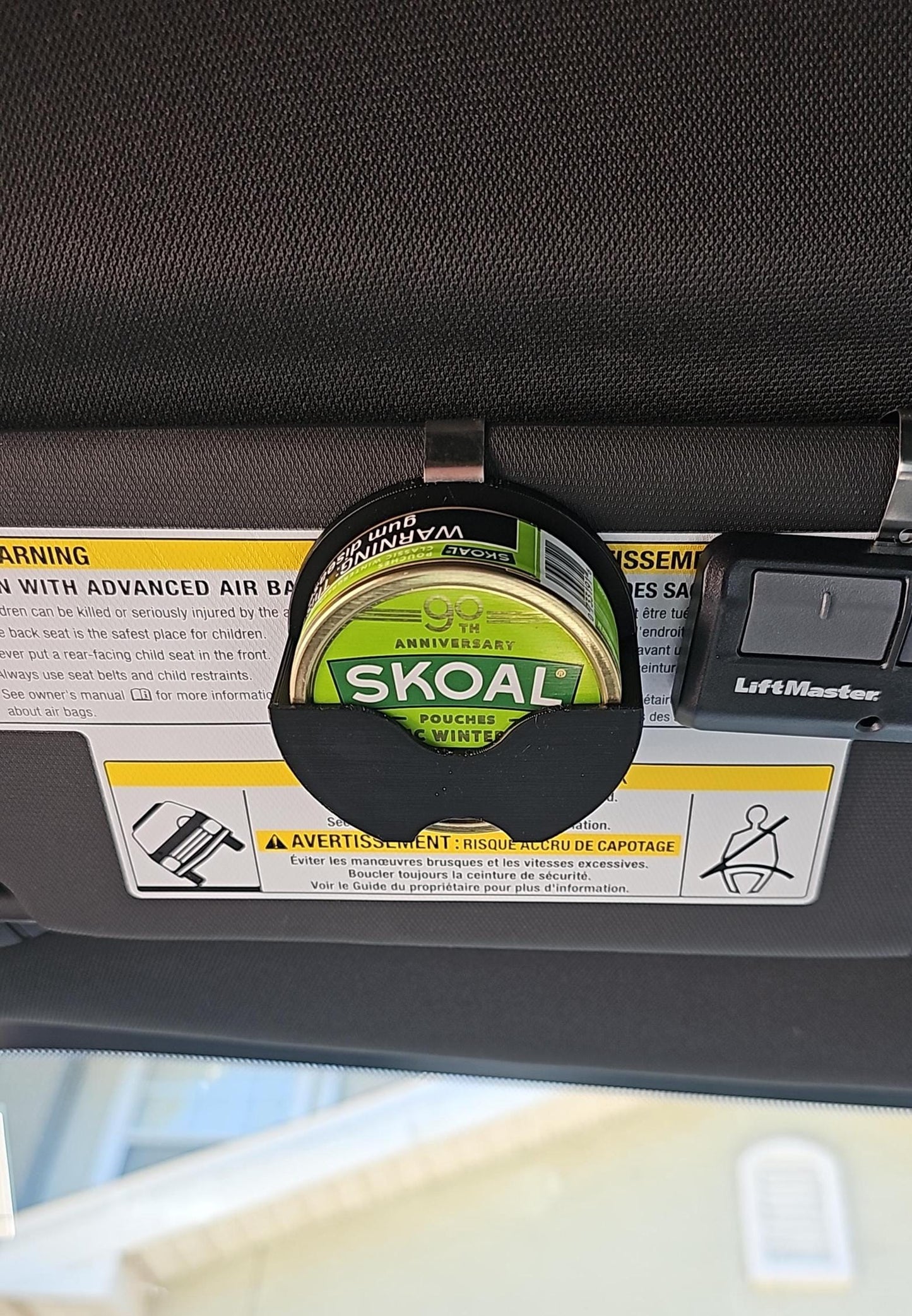 Skoal Compatible Can Visor Clip | 3D-Printed | Durable Holder Car Organization