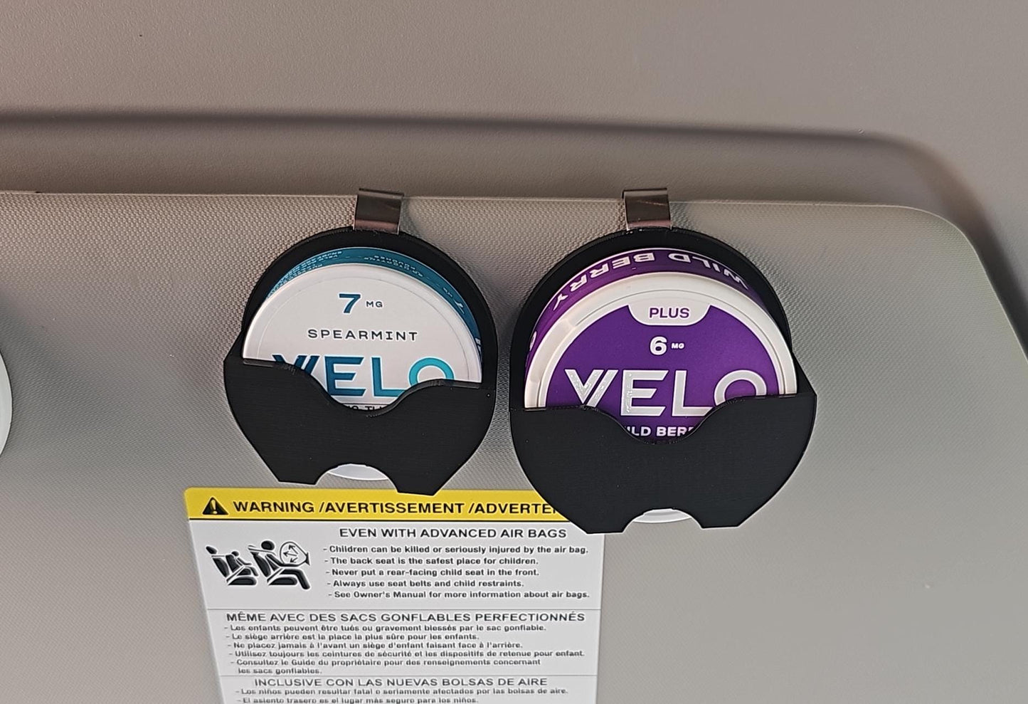 VELO and VELO Plus Compatible Visor Clip | 3D Printed | Pouch Can Organizer for Car - Gift for Him