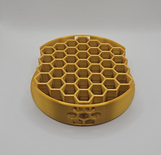 Honeycomb Coaster Set: 6 Coasters with Holder Stand, Unique Home Decor Gift for Mead Lovers 3D-Printed