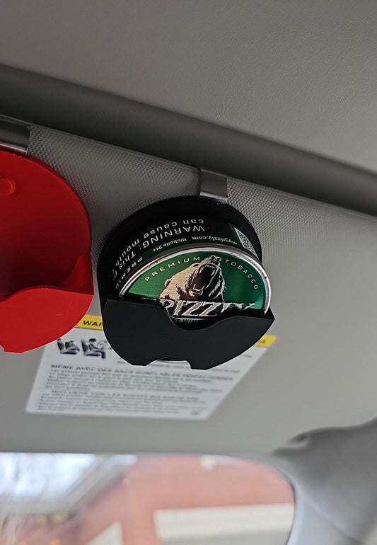 Grizzly Tobacco Can Visor Clip | 3D-Printed Car Organization Accessory for Tobacco Enthusiasts