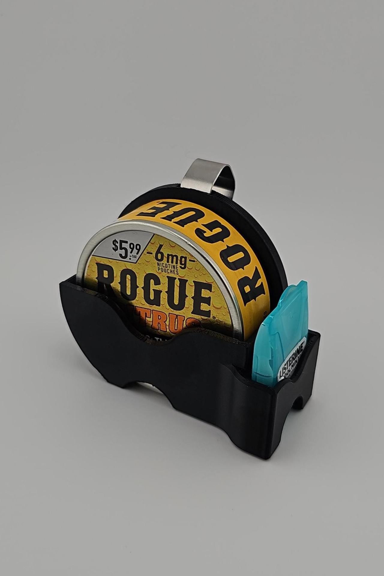 Nicotine Pouch Visor Clip w/ Strip Storage – Compatible with Rogue