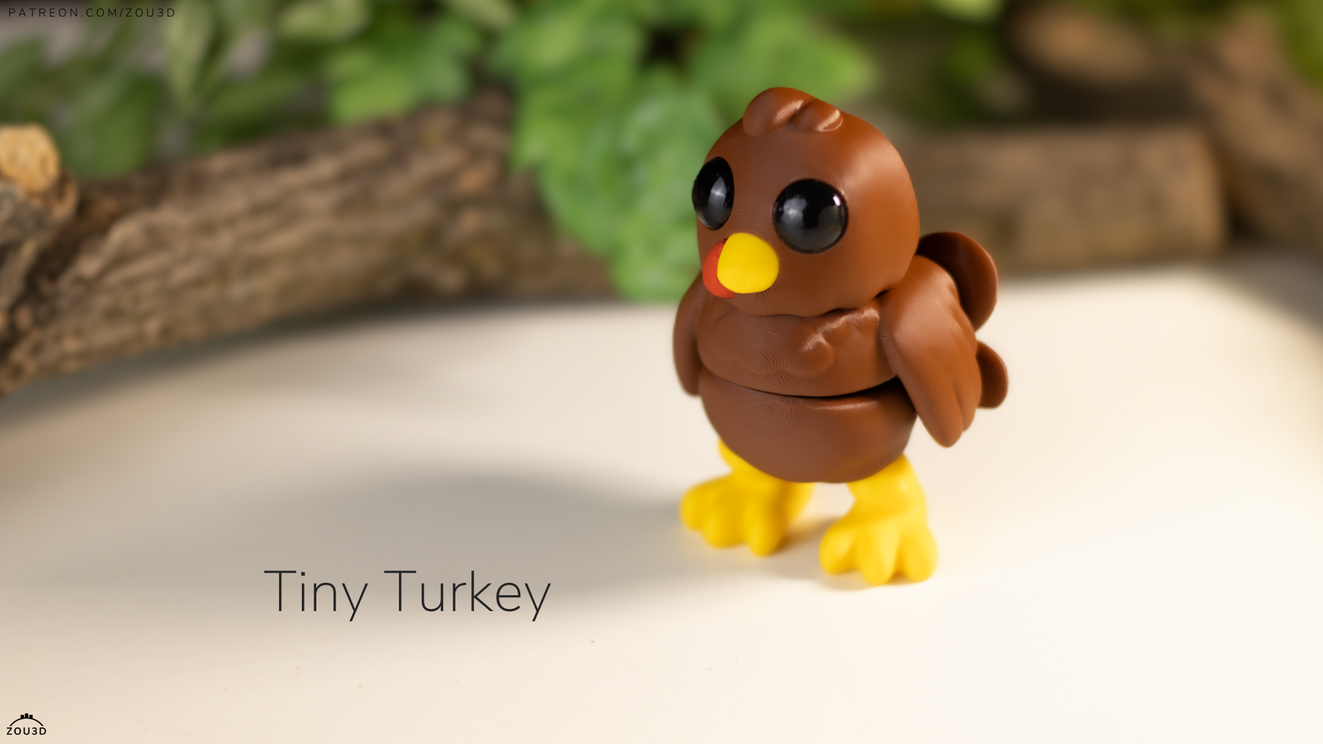 Small toy turkey figurine on a neutral background with 'Tiny Turkey' text.
